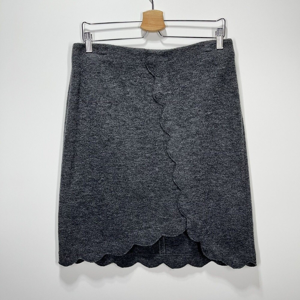 Club Monaco Womens Scalloped Pencil Skirt Size 8 Gray Wool Blend Career Office